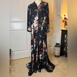 Zara Black Maxi Dress with Floral Design